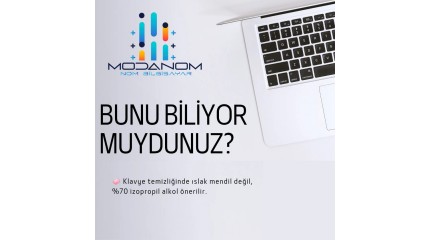 Notebook Klavye temizliğinde ıslak mendil değil, %70 izopropil alkol önerilir